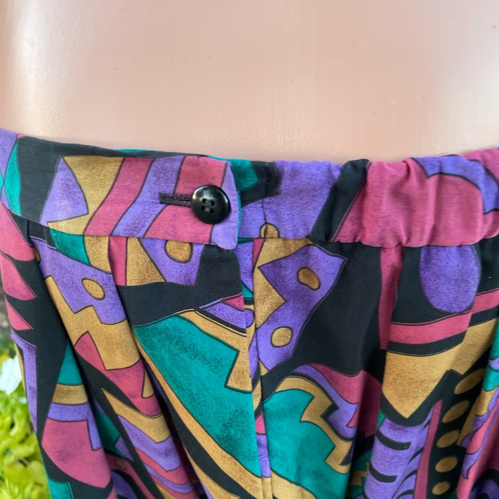 Lilli Ann Collections ~ Large~ USA Union Made  Purple/Black ~ Geometric ~ Dress - Picture 12 of 16